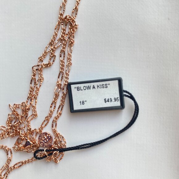 FAC Double Sided Pave Crystal Lips Rose Gold Necklace - Picture 4 of 5